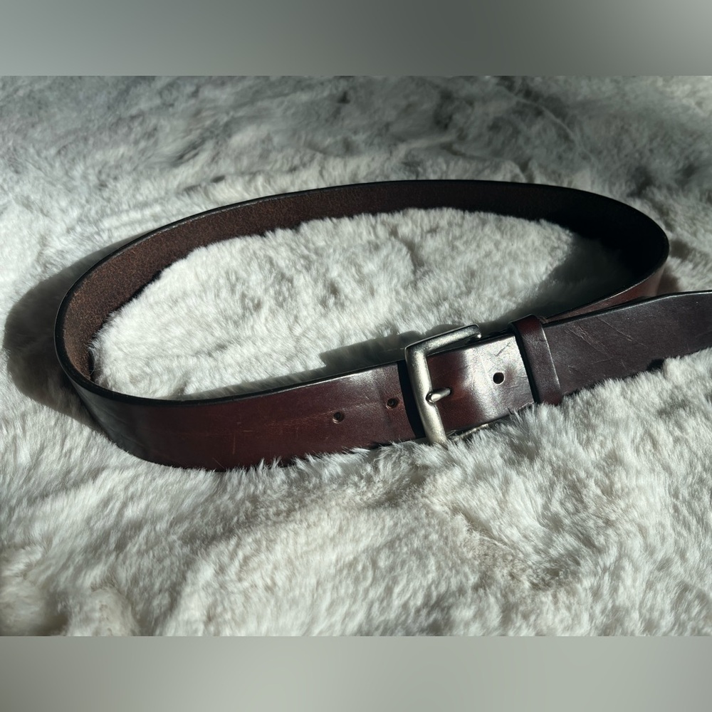 Womens Brown Leather Belt with Silver buckle